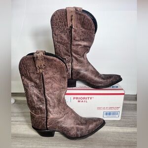 Tony Lama 1142 Crackle Western Cowboy Boots Womens 6.5 Farm Ranch Work Rodeo